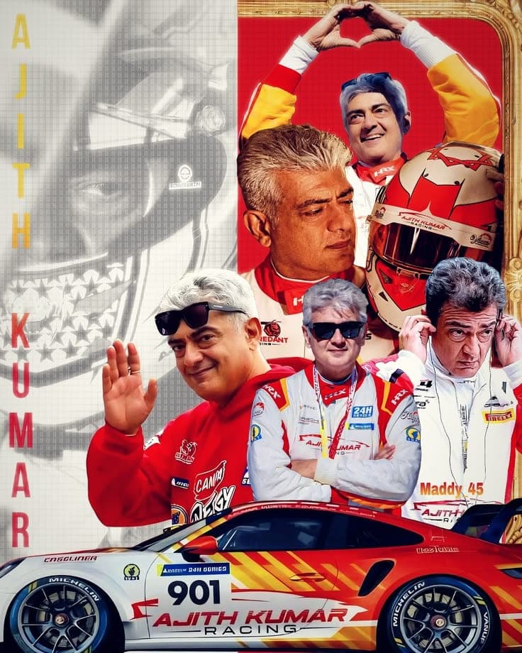 Ajith Kumar motorsport fan community tribute wall at The Wheels Turbo Cafe in RS Puram Coimbatore
